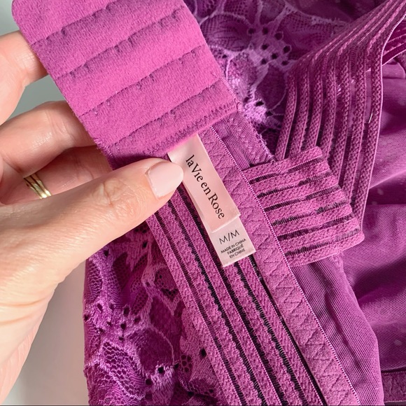 La Vie En Rose Purple Lace Bralette Size Medium - Picture 3 of 5